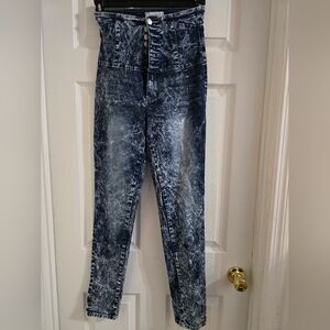 High-Waisted Acid Wash Jeans